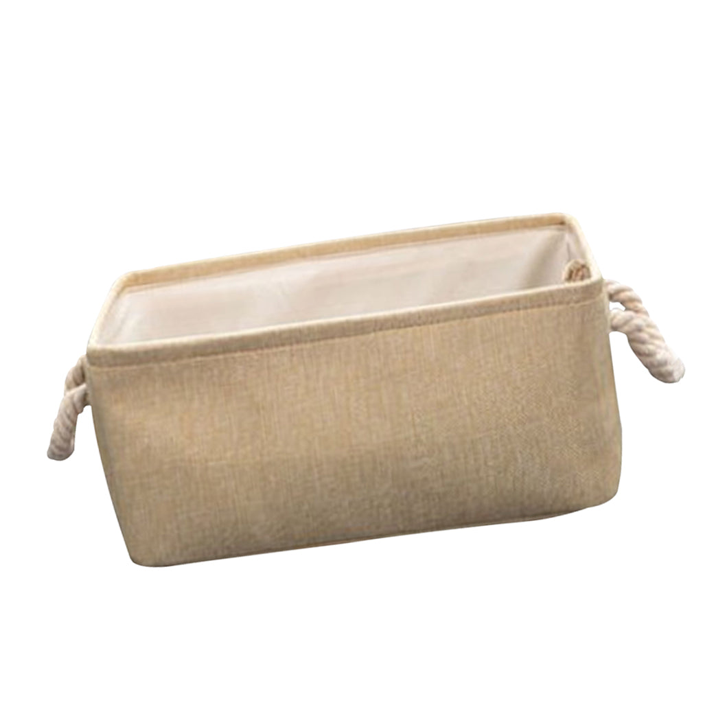 Collapsible Fabric Storage Basket Organizer Bin with Carry Handles Beige M