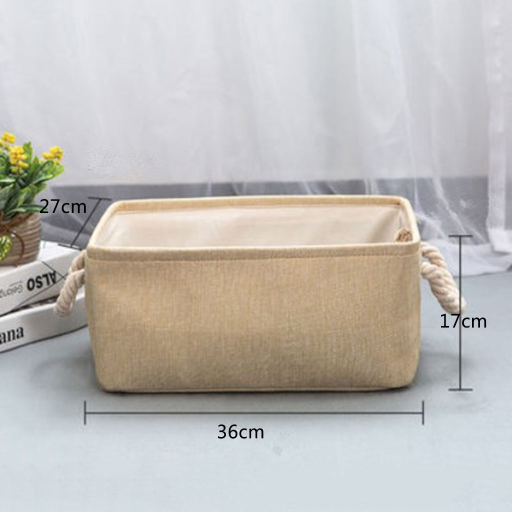 Collapsible Fabric Storage Basket Organizer Bin with Carry Handles Beige M