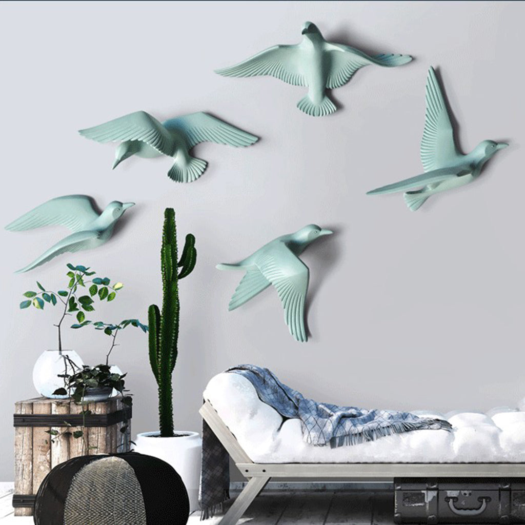 Resin 3D Handmade Flying Seagull Bird Crafts Wall Art Hanging Decor Green D