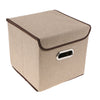 Cube Storage Basket Linen Drawers Organizer Case Box Bin with Lid Beige