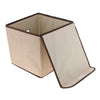 Cube Storage Basket Linen Drawers Organizer Case Box Bin with Lid Beige