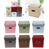 Cube Storage Basket Linen Drawers Organizer Case Box Bin with Lid Beige