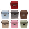 Cube Storage Basket Linen Drawers Organizer Case Box Bin with Lid Beige