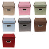 Cube Storage Basket Linen Drawers Organizer Case Box Bin with Lid Beige