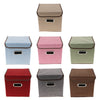 Cube Storage Basket Linen Drawers Organizer Case Box Bin with Lid Beige