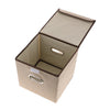 Cube Storage Basket Linen Drawers Organizer Case Box Bin with Lid Beige