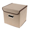 Cube Storage Basket Linen Drawers Organizer Case Box Bin with Lid Beige