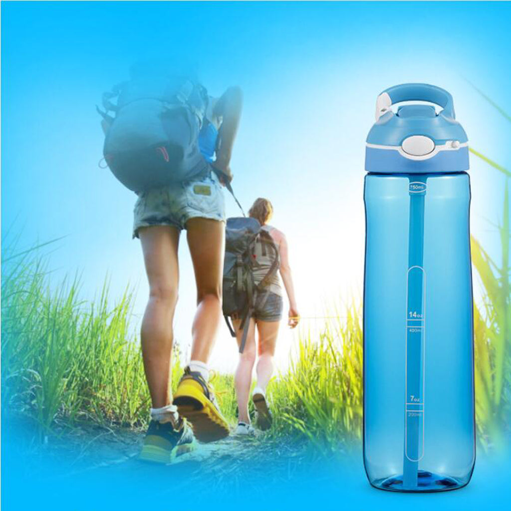 Portable Tritan Water Bottle with Straw Outdoor Coffee Cup Home Car Blue