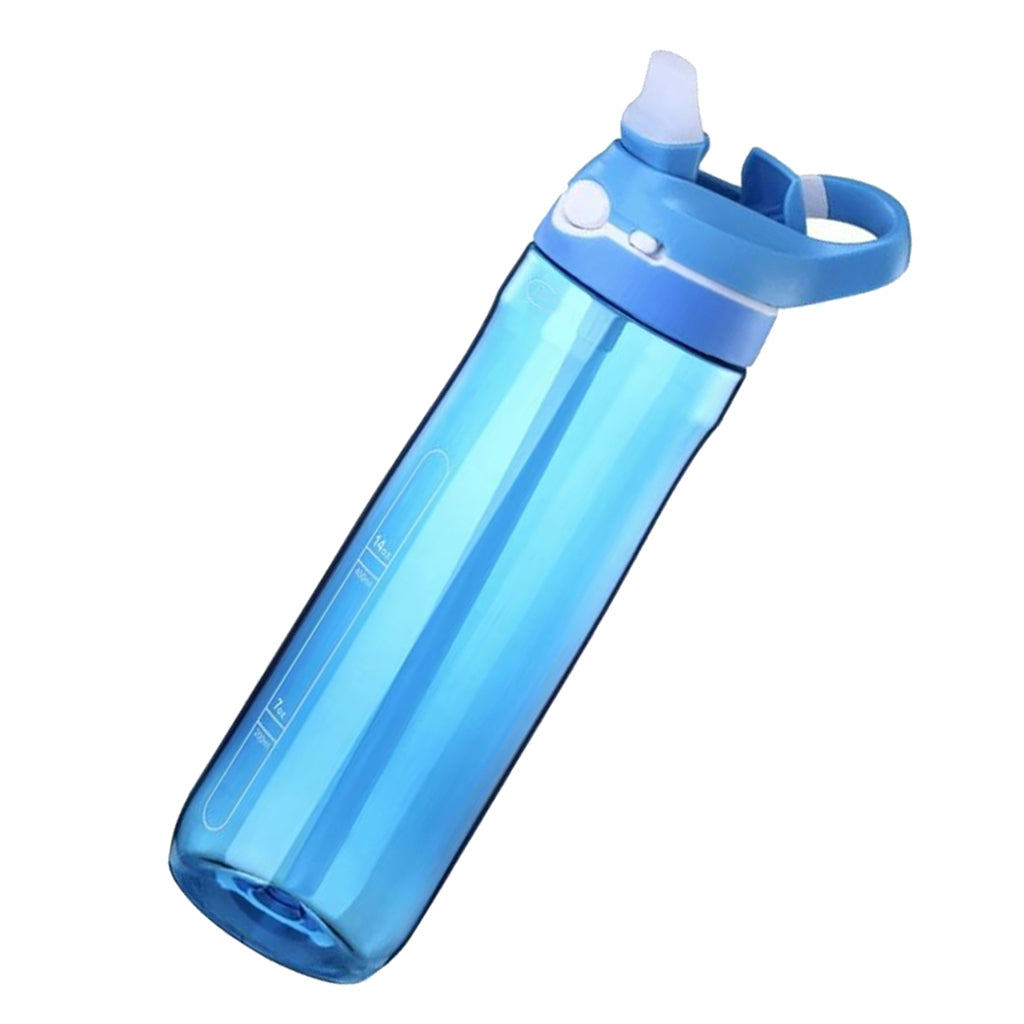 Portable Tritan Water Bottle with Straw Outdoor Coffee Cup Home Car Blue