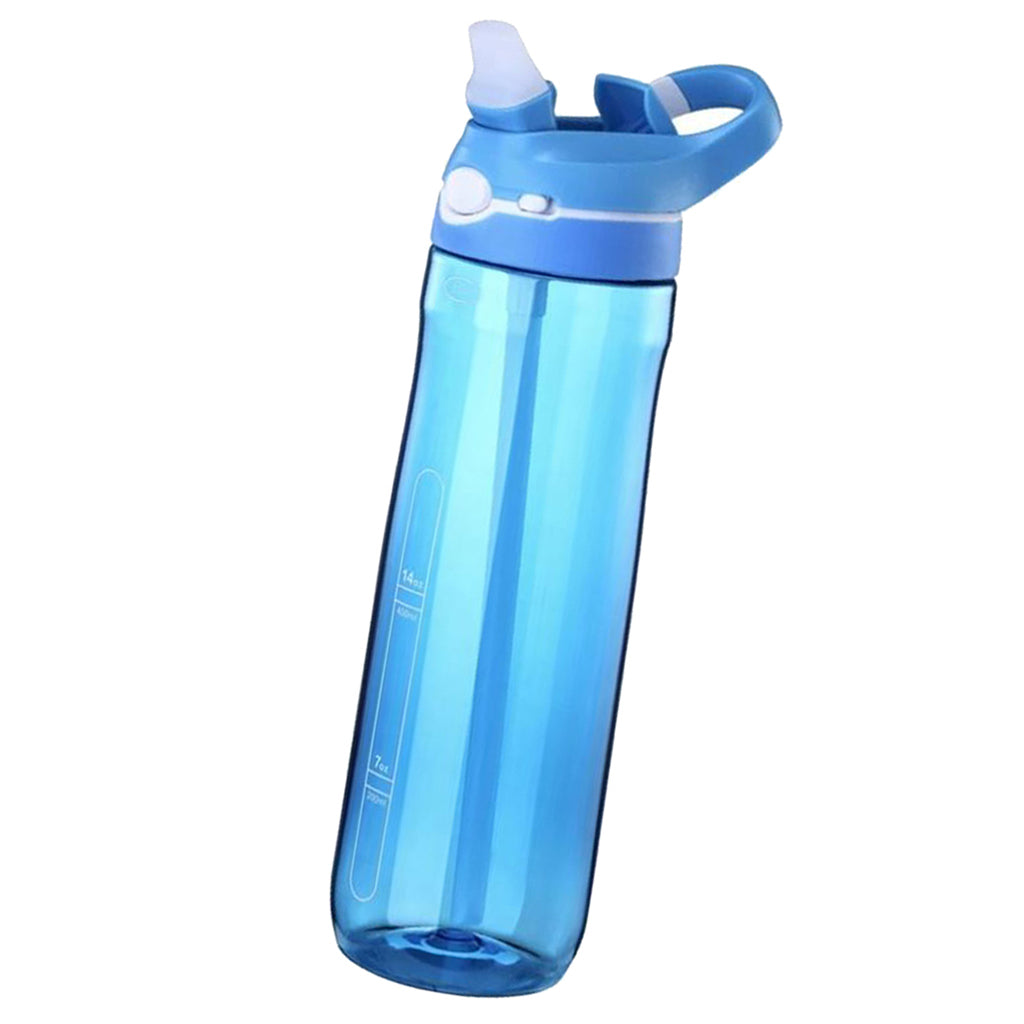 Portable Tritan Water Bottle with Straw Outdoor Coffee Cup Home Car Blue