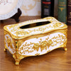 European Style Acrylic Tissue Box Luxurious Rose Napkin Cover  Golden White