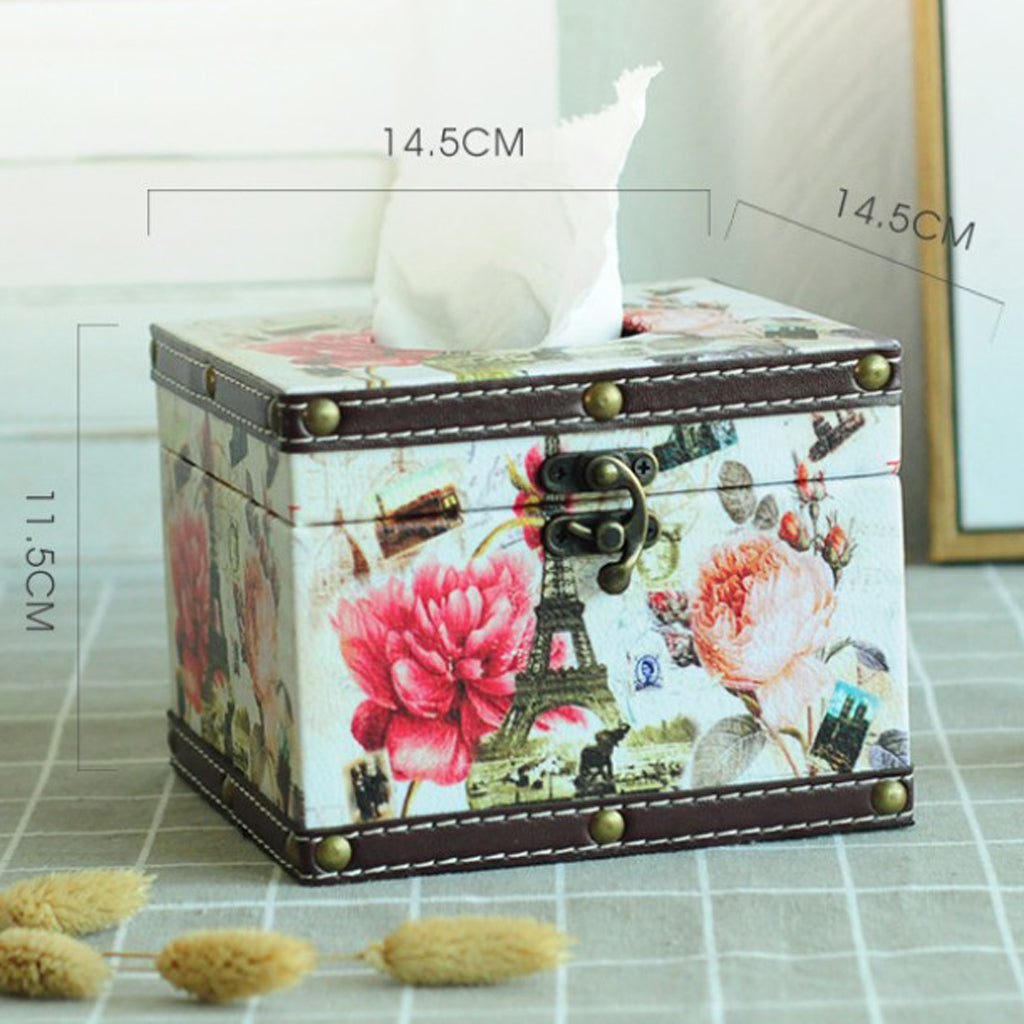 PU Leather Facial Tissue Box Napkin Holder Case Dispenser Tower