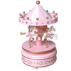 Wooden Horse Classic Merry-Go-Round Carousel Music Box Toy Birthday Gift Pink