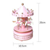 Wooden Horse Classic Merry-Go-Round Carousel Music Box Toy Birthday Gift Pink