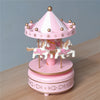 Wooden Horse Classic Merry-Go-Round Carousel Music Box Toy Birthday Gift Pink