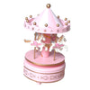 Wooden Horse Classic Merry-Go-Round Carousel Music Box Toy Birthday Gift Pink