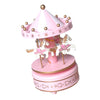 Wooden Horse Classic Merry-Go-Round Carousel Music Box Toy Birthday Gift Pink