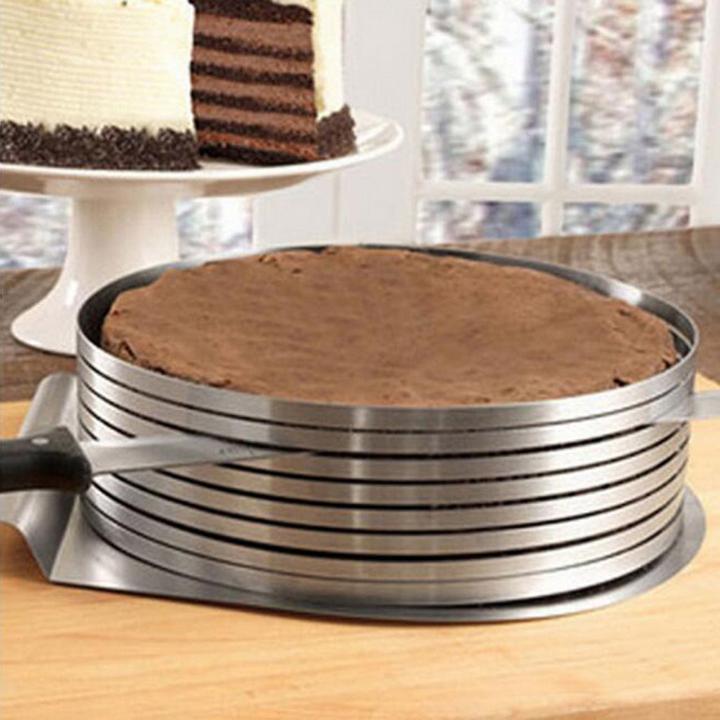 Stainless Steel Cake Mould Adjustable Slicer Layer Baking Cutter 9-12inch