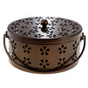 Retro Hollow Out Mosquito Coil Holder Handle Box for Teahouse Home Brown