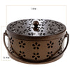 Retro Hollow Out Mosquito Coil Holder Handle Box for Teahouse Home Brown