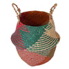 Natural Hand Woven Rattan Wicker Basket Garden Flower Vase Pot Holder Red