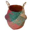 Natural Hand Woven Rattan Wicker Basket Garden Flower Vase Pot Holder Red