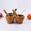 Manual Garlic Press Pepper Condiment Bowl Mortar Grinder Base Wooden A