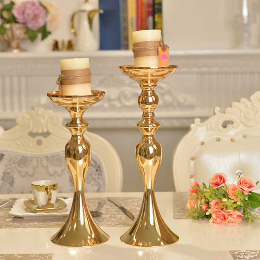 Long Stand Metal Candle Tea Light Holder Candlestick Flower Vase Gold-S