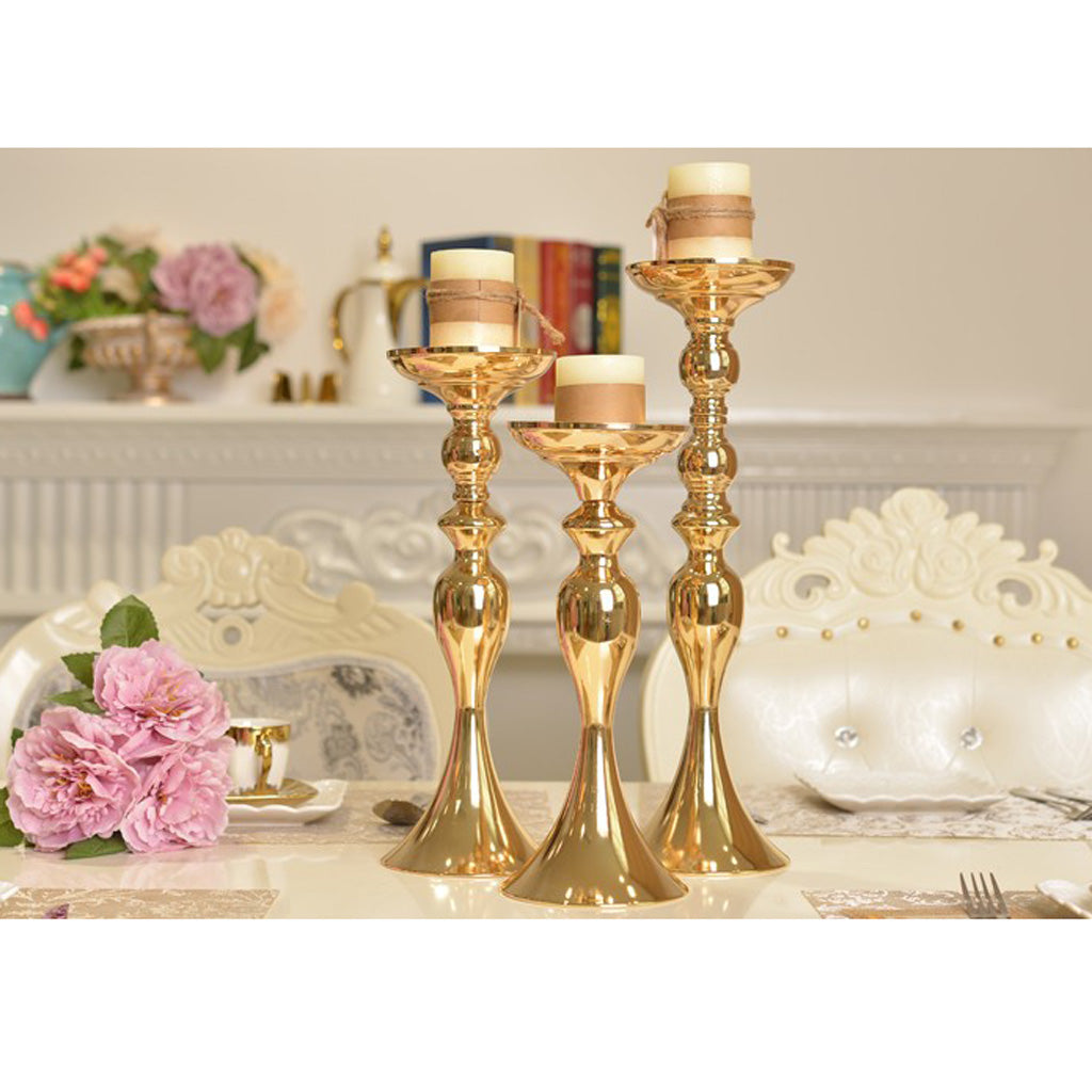 Long Stand Metal Candle Tea Light Holder Candlestick Flower Vase Gold-S