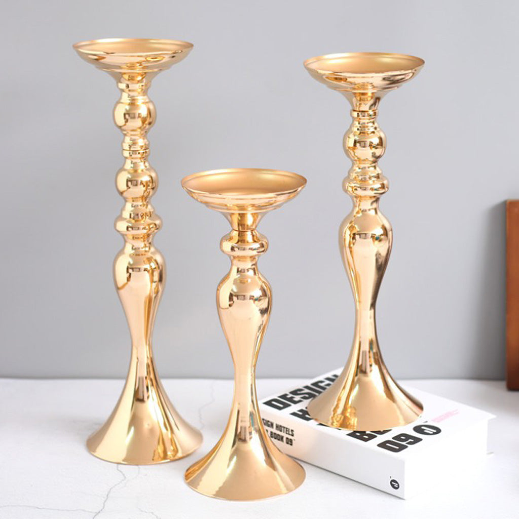 Long Stand Metal Candle Tea Light Holder Candlestick Flower Vase Gold-S