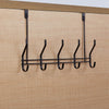 5 Hook Stainless Over Door Hanger for Clothes Coat Robe Hanger Hanging Black