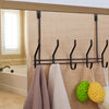 5 Hook Stainless Over Door Hanger for Clothes Coat Robe Hanger Hanging Black