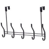 5 Hook Stainless Over Door Hanger for Clothes Coat Robe Hanger Hanging Black