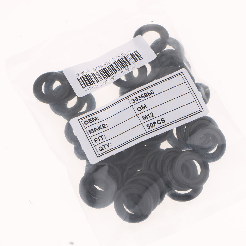 50 Pieces Oil Drain Plug Gasket Seal Rubber Black For Saturn Chevy GM