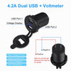 12-24V Dual USB Car Round Socket Charger LED Voltmeter Adapter Bule Light