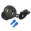 12-24V Dual USB Car Round Socket Charger LED Voltmeter Adapter Green Light