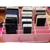 Multifunctional Wooden Storage Box Desktop 24 Grid Rack for Phone blue