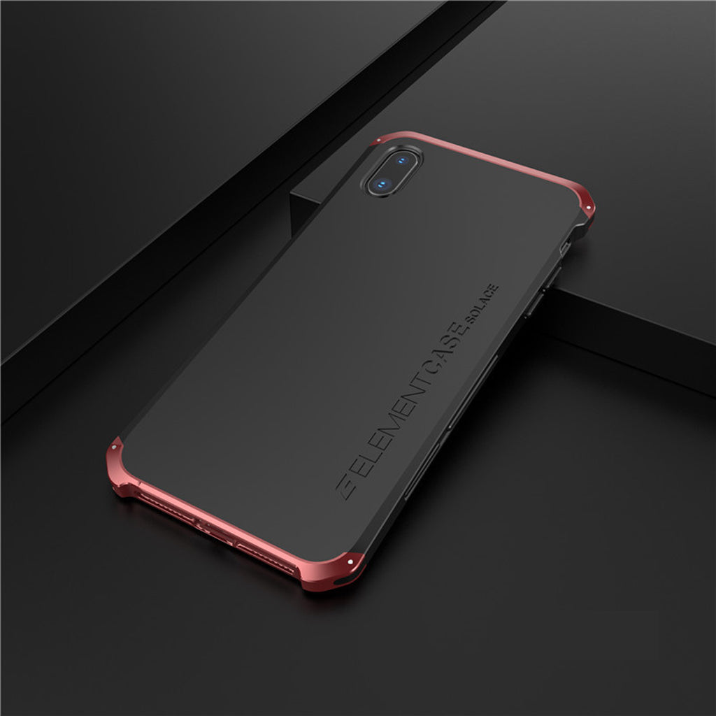 Shockproof Metal Bumper Case Cover for iPhone XS Black+Red