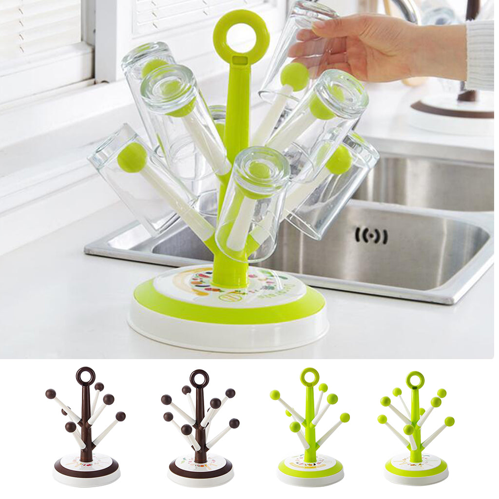 Mug Rack Holder Tree Coffee Cup Storage Stand Kitchen Organizer 6 Cup Green