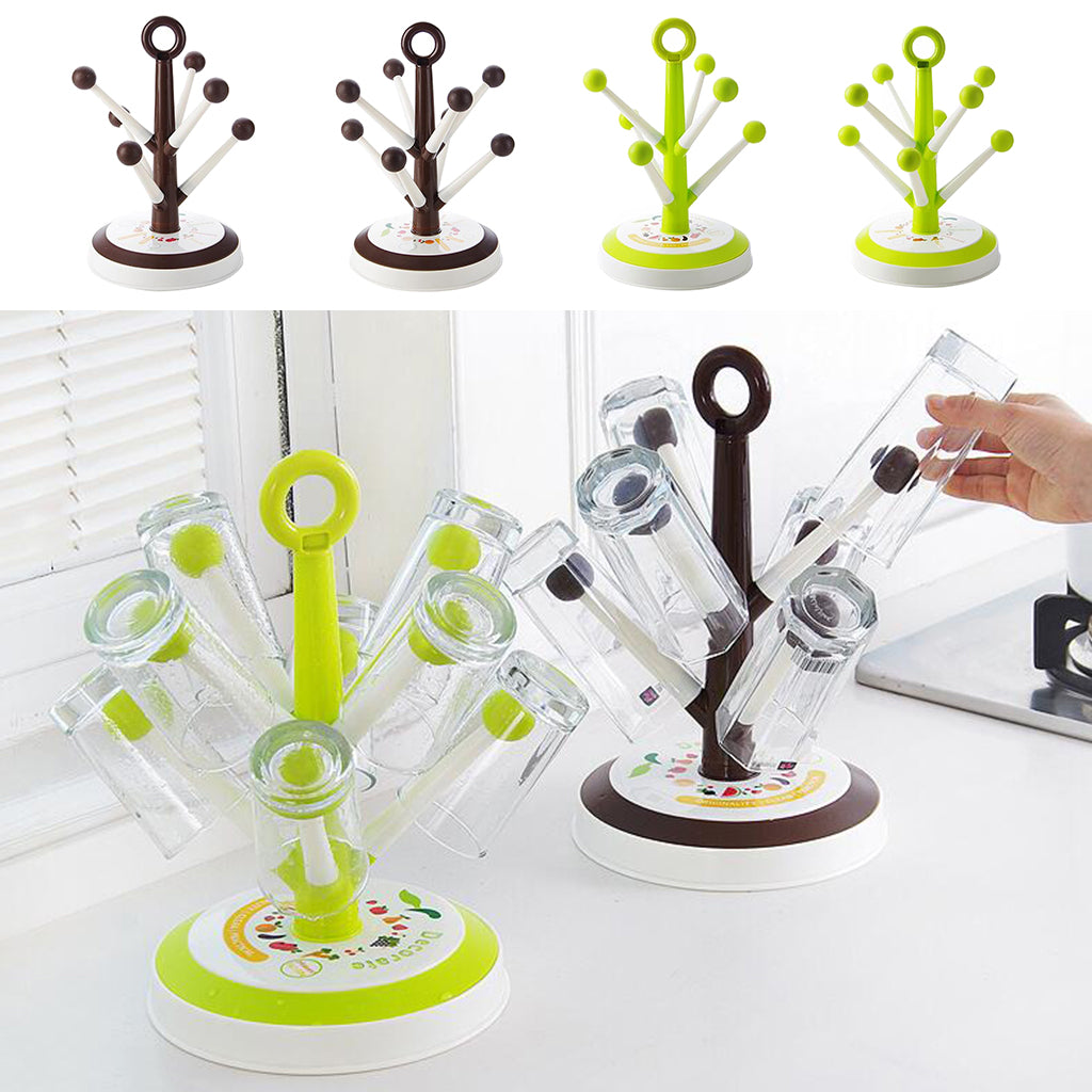 Mug Rack Holder Tree Coffee Cup Storage Stand Kitchen Organizer 6 Cup Green