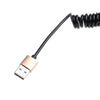 Retractable Coiled Spring USB to Micro USB Charging & Data Cable  Gold