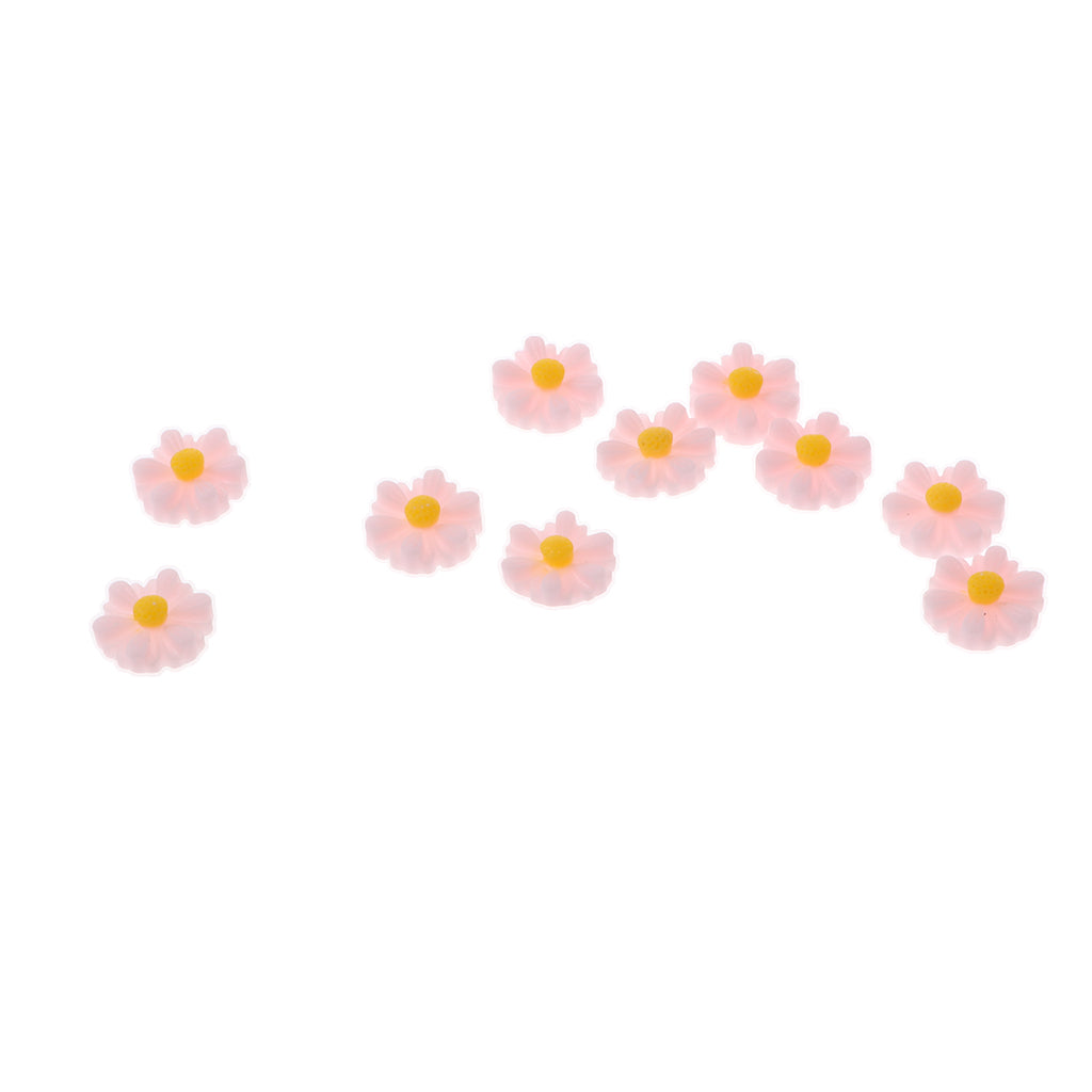 10pcs Cut Daisy Flower Charms for cell phone decorations, clothes pink