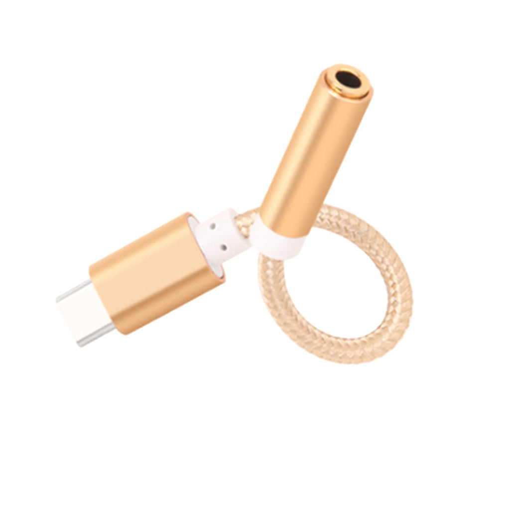 USB-C Type C to 3.5 mm Headphone Jack Adapter Earphone Audio Cable Gold