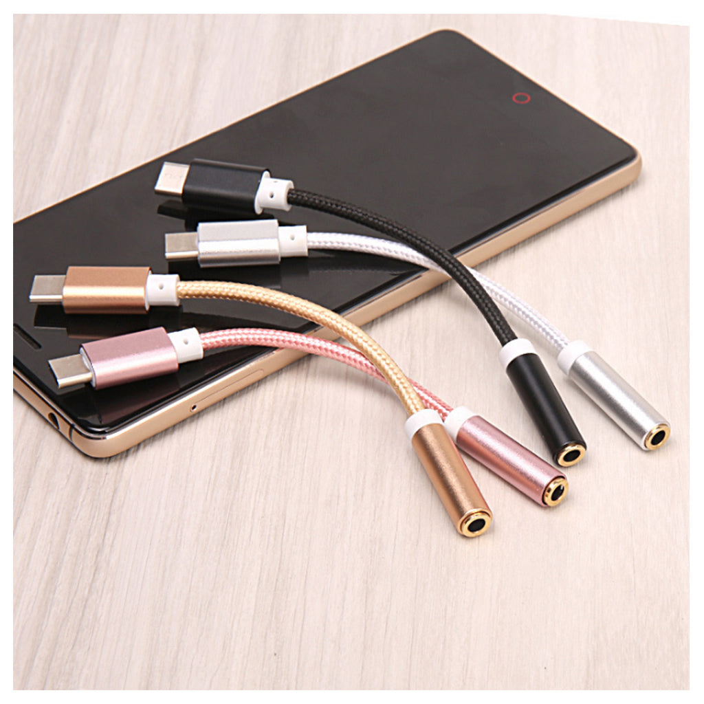 USB-C Type C to 3.5 mm Headphone Jack Adapter Earphone Audio Cable Gold