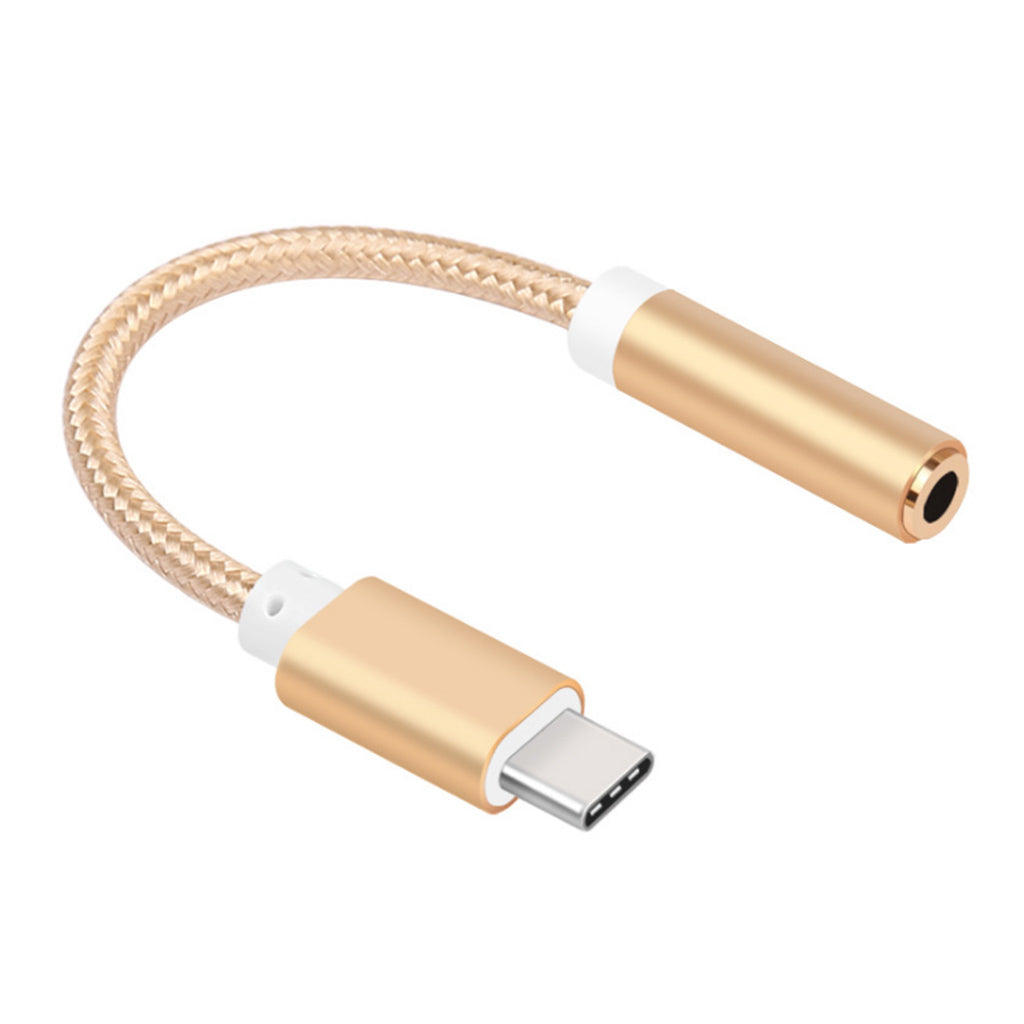 USB-C Type C to 3.5 mm Headphone Jack Adapter Earphone Audio Cable Gold