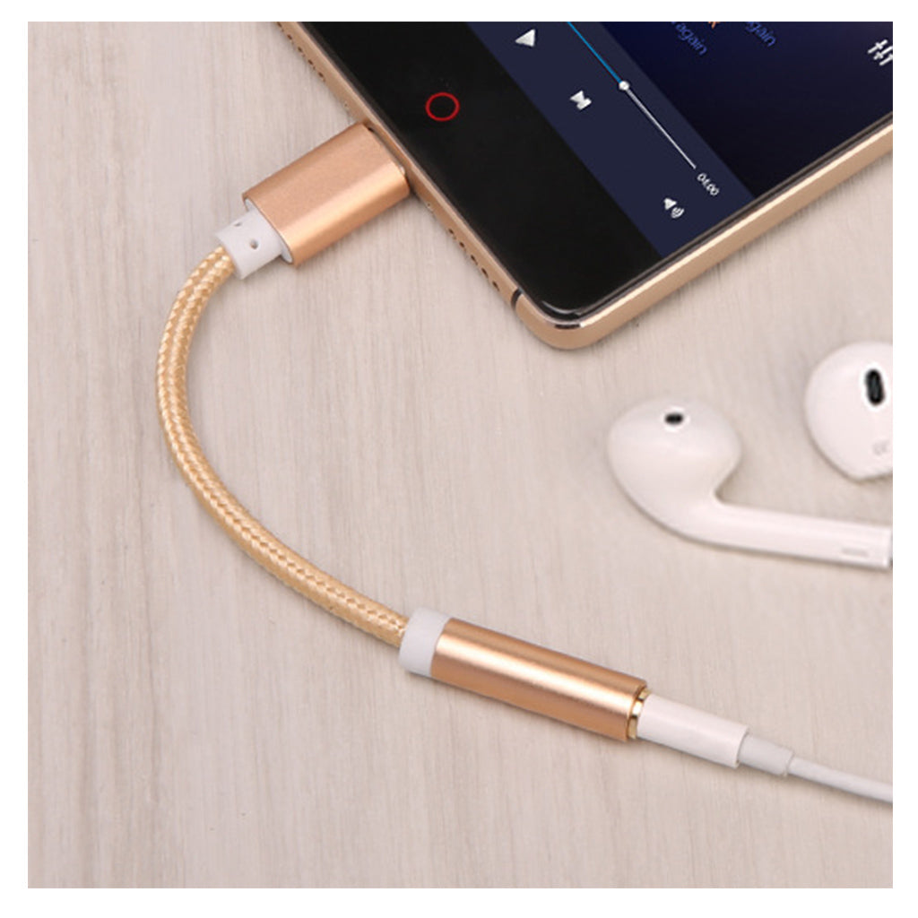 USB-C Type C to 3.5 mm Headphone Jack Adapter Earphone Audio Cable Gold