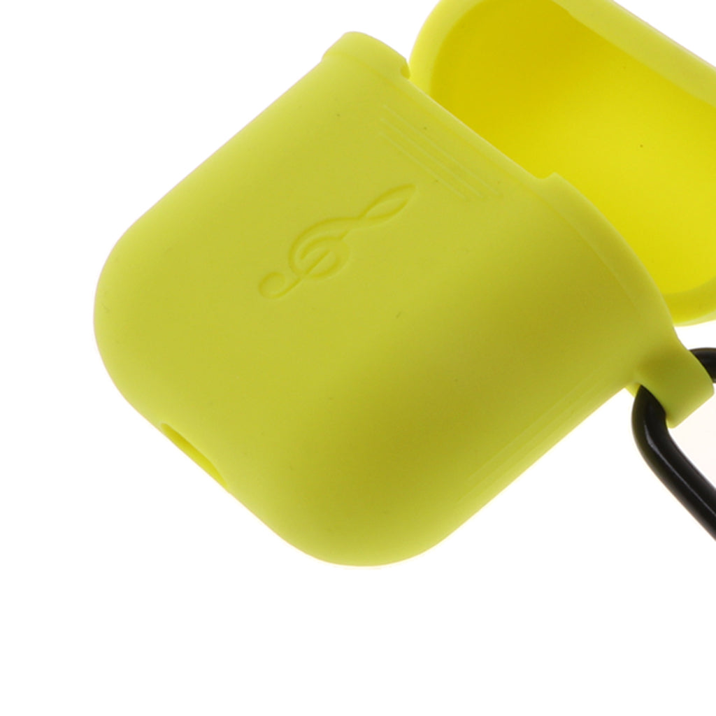 Music Model Silicone Protective Case with Keychain for Apple AirPods Yellow