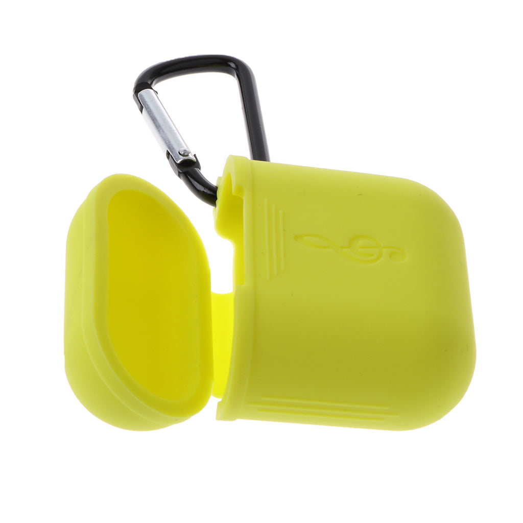 Music Model Silicone Protective Case with Keychain for Apple AirPods Yellow