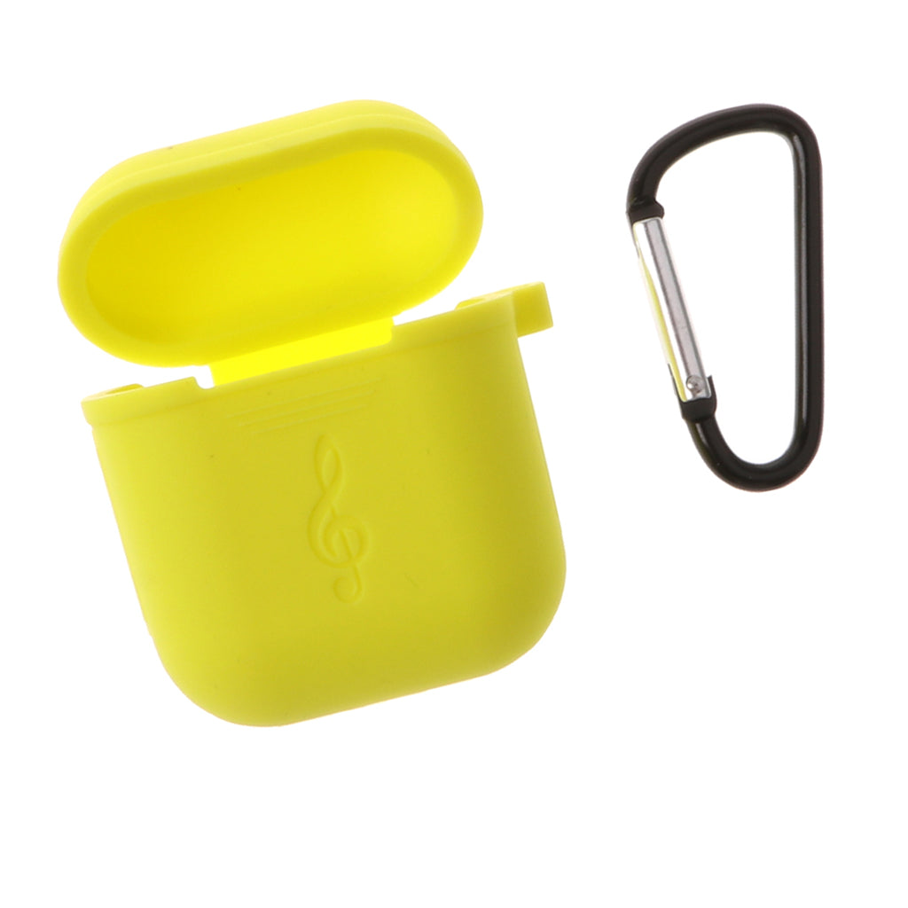 Music Model Silicone Protective Case with Keychain for Apple AirPods Yellow