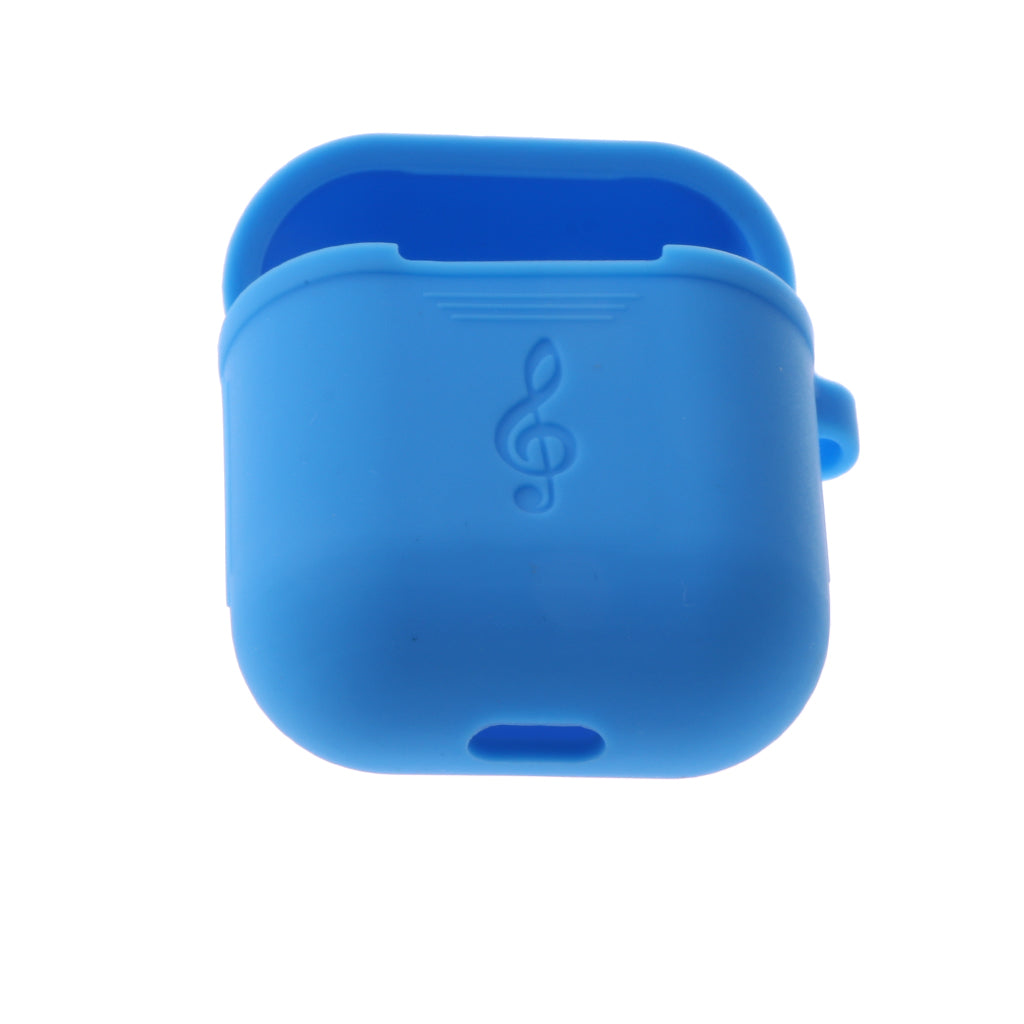 Music Model Silicone Protective Case with Keychain for Apple AirPods Blue